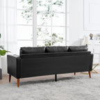 Canapé 3 places noir Mid Century Modern 76,7 PU avec structure en bois de fer pour le salon
