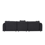 Canapé 3 places surdimensionné noir moderne 111 avec pieds en métal et cadre en bois massif pour le salon