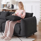 Canapé 3 places surdimensionné noir moderne 111 avec pieds en métal et cadre en bois massif pour le salon