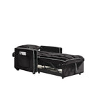 Canapé-lit simple 3 en 1 en velours noir moderne 35,43 cm avec dossier réglable et poche pour le salon