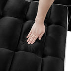 Canapé-lit convertible 3 en 1 en velours noir moderne 35,83 pouces avec dossier réglable et port de chargement USB pour le salon