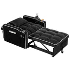 Canapé-lit convertible 3 en 1 en velours noir moderne 35,83 pouces avec dossier réglable et port de chargement USB pour le salon