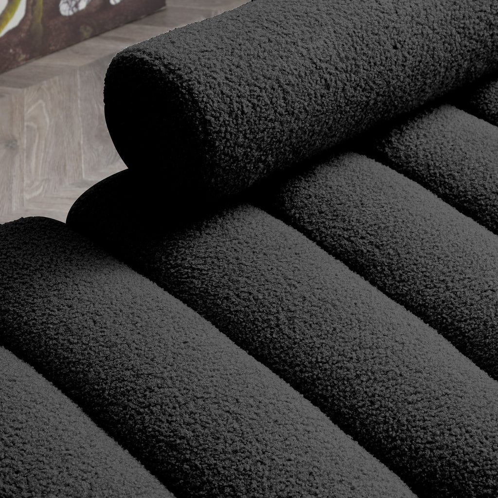 Canapé-lit ottoman noir moderne 53,2 pouces, rembourré en sherpa, avec pieds en métal doré, pour chambre à coucher