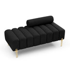 Canapé-lit ottoman noir moderne 53,2 pouces, rembourré en sherpa, avec pieds en métal doré, pour chambre à coucher