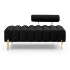 Canapé-lit ottoman noir moderne 53,2 pouces, rembourré en sherpa, avec pieds en métal doré, pour chambre à coucher