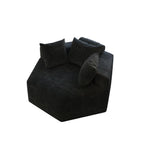 Canapé-lit simple moderne noir 54 en éponge chenille avec coussin de dossier pour salon