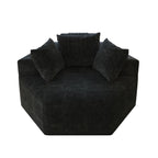 Canapé-lit simple moderne noir 54 en éponge chenille avec coussin de dossier pour salon