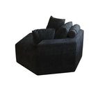 Canapé-lit simple moderne noir 54 en éponge chenille avec coussin de dossier pour salon