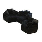 Canapé-lit simple moderne noir 54 en éponge chenille avec coussin de dossier pour salon