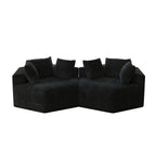 Canapé-lit simple moderne noir 54 en éponge chenille avec coussin de dossier pour salon