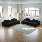 Canapé-lit simple moderne en éponge chenille noire 55 pouces avec coussin de dossier pour salon