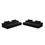 Canapé-lit simple moderne en éponge chenille noire 55 pouces avec coussin de dossier pour salon