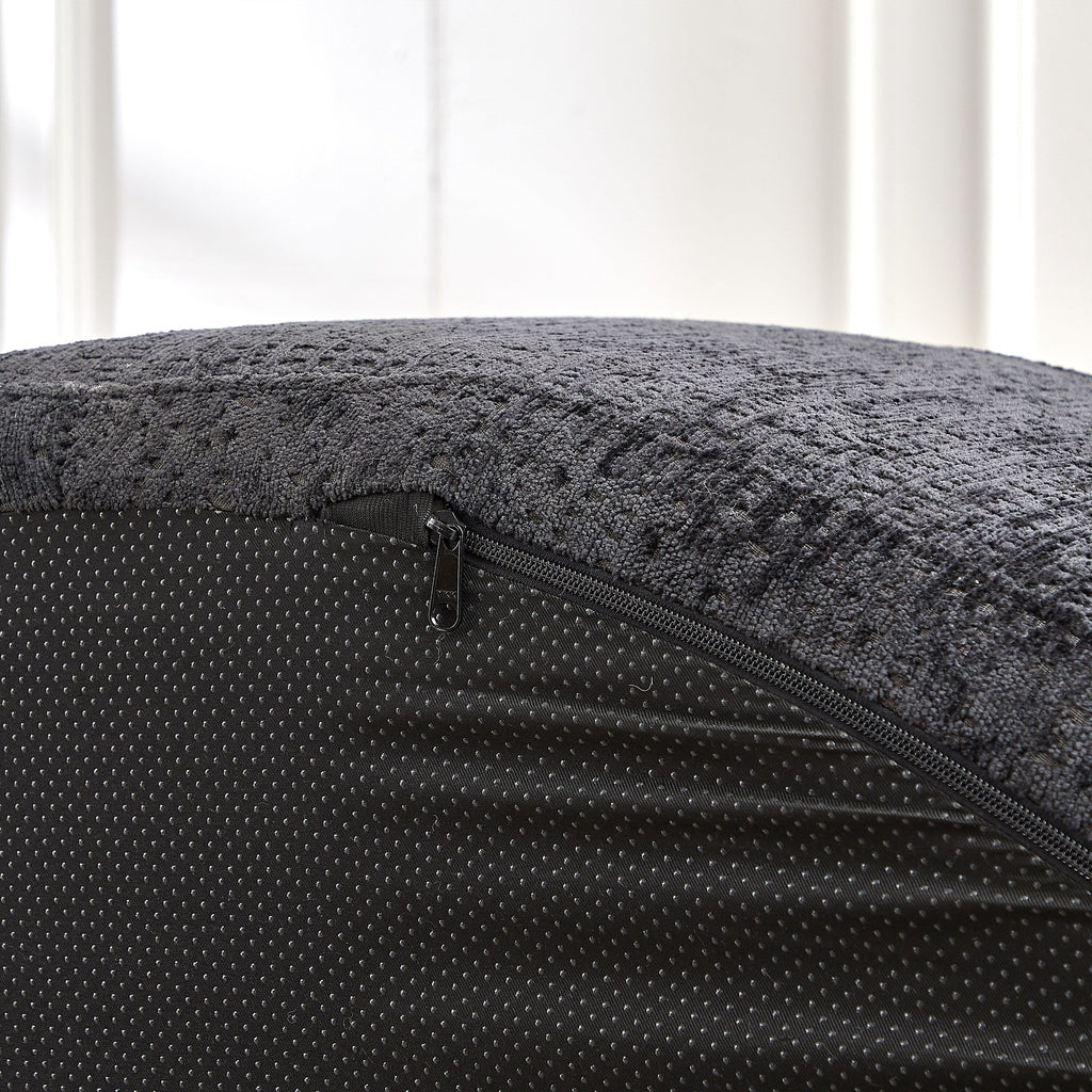 Canapé-lit simple rond noir moderne en chenille éponge de 55 pouces avec coussin de dossier pour salon