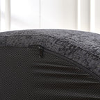 Canapé-lit simple rond noir moderne en chenille éponge de 55 pouces avec coussin de dossier pour salon