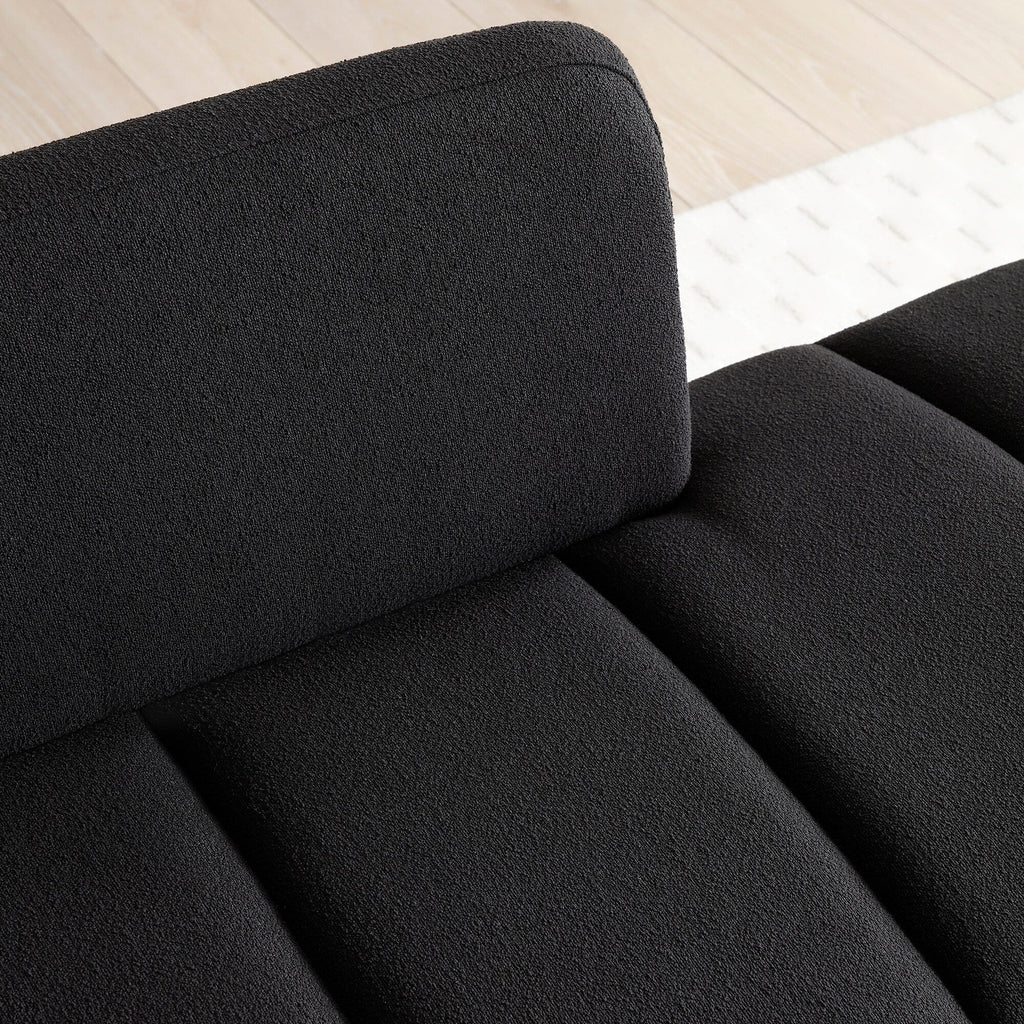 Banc de chevet rembourré noir moderne 56,3 avec pieds en métal doré pour chambre à coucher