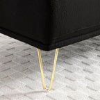 Banc de chevet rembourré noir moderne 56,3 avec pieds en métal doré pour chambre à coucher