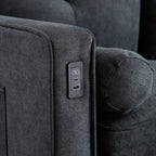 Canapé causeuse moderne en lin noir 57,87 pouces avec lumières LED et 2 ports USB pour le salon