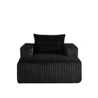 Fauteuil de salon moderne en velours côtelé noir 62,5" avec 2 coussins