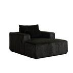 Fauteuil de salon moderne en velours côtelé noir 62,5" avec 2 coussins