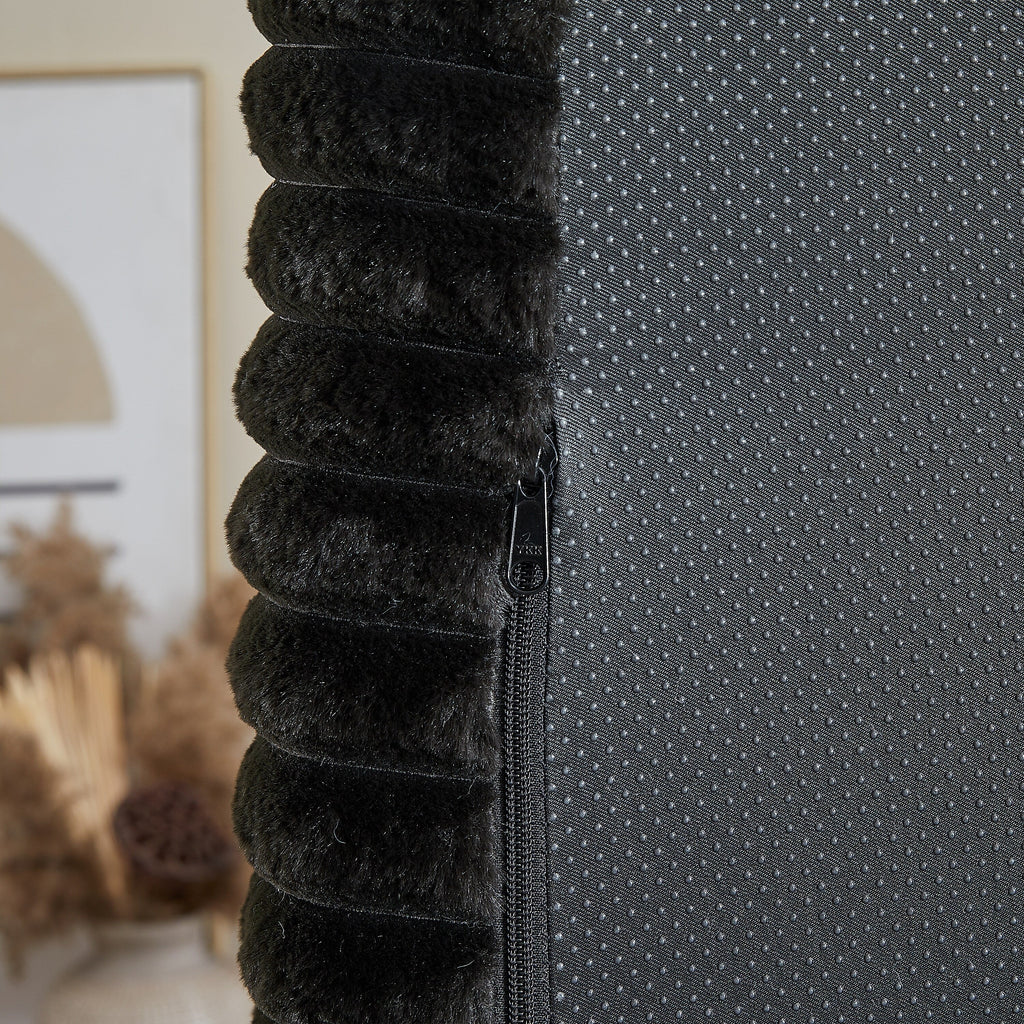 Fauteuil de salon moderne en velours côtelé noir 62,5" avec 2 coussins