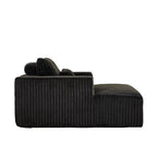 Fauteuil de salon moderne en velours côtelé noir 62,5" avec 2 coussins