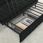 Canapé-lit gigogne 3 places 3 en 1 en mousse noire moderne 68 avec clous en cuivre et deux tiroirs