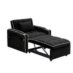 Canapé-lit convertible 3 en 1 noir moderne 70.86 avec dossier réglable et port de chargement USB pour salon