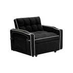 Canapé-lit convertible 3 en 1 noir moderne 70.86 avec dossier réglable et port de chargement USB pour salon