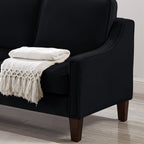 Canapé 3 places rembourré en velours noir moderne 74 avec accoudoirs arrondis et coussins amovibles pour le salon