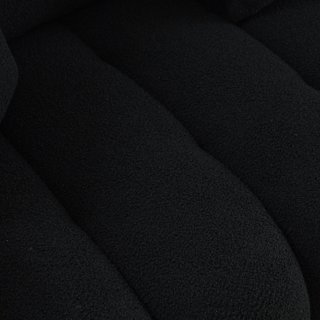 Canapé 3 places en tissu noir moderne 82 avec structure en bois massif, coussins en mousse haute résilience et 3 coussins de dossier