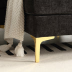 Canapé 3 places en L noir moderne de 85 pouces, avec cadre en bois de haute qualité, coussins à ressorts et coussins de taille, design classique.