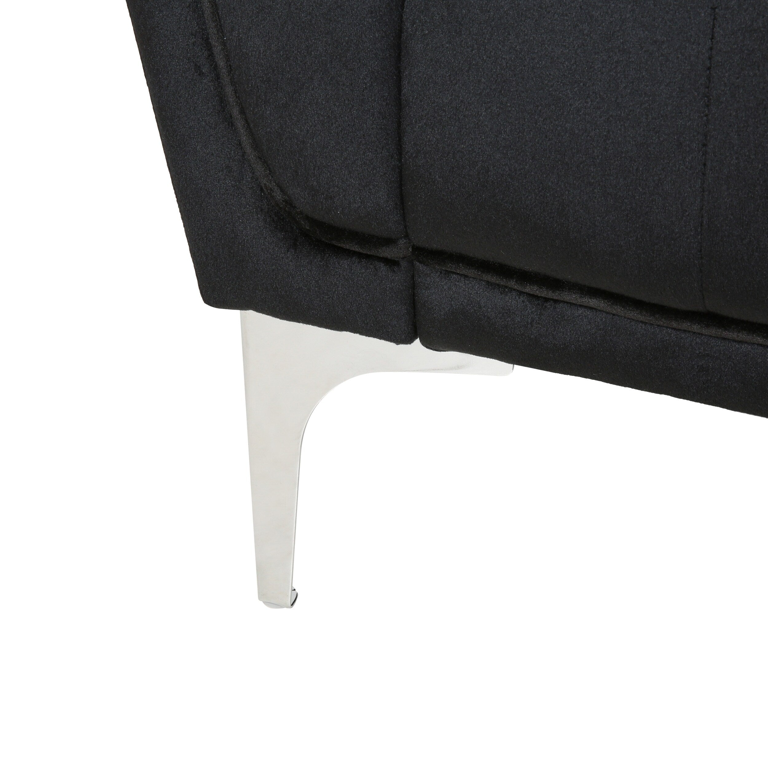 Canapé 3 places en velours noir moderne 86,75 avec coussins et cadre robuste pour le salon