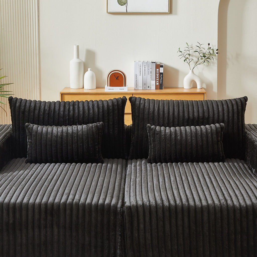 Canapé-lit sectionnel moderne noir 87 Cloud Plush avec coussins pour salon