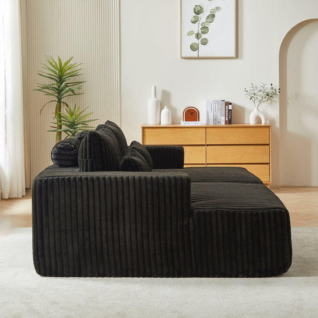 Canapé-lit sectionnel moderne noir 87 Cloud Plush avec coussins pour salon