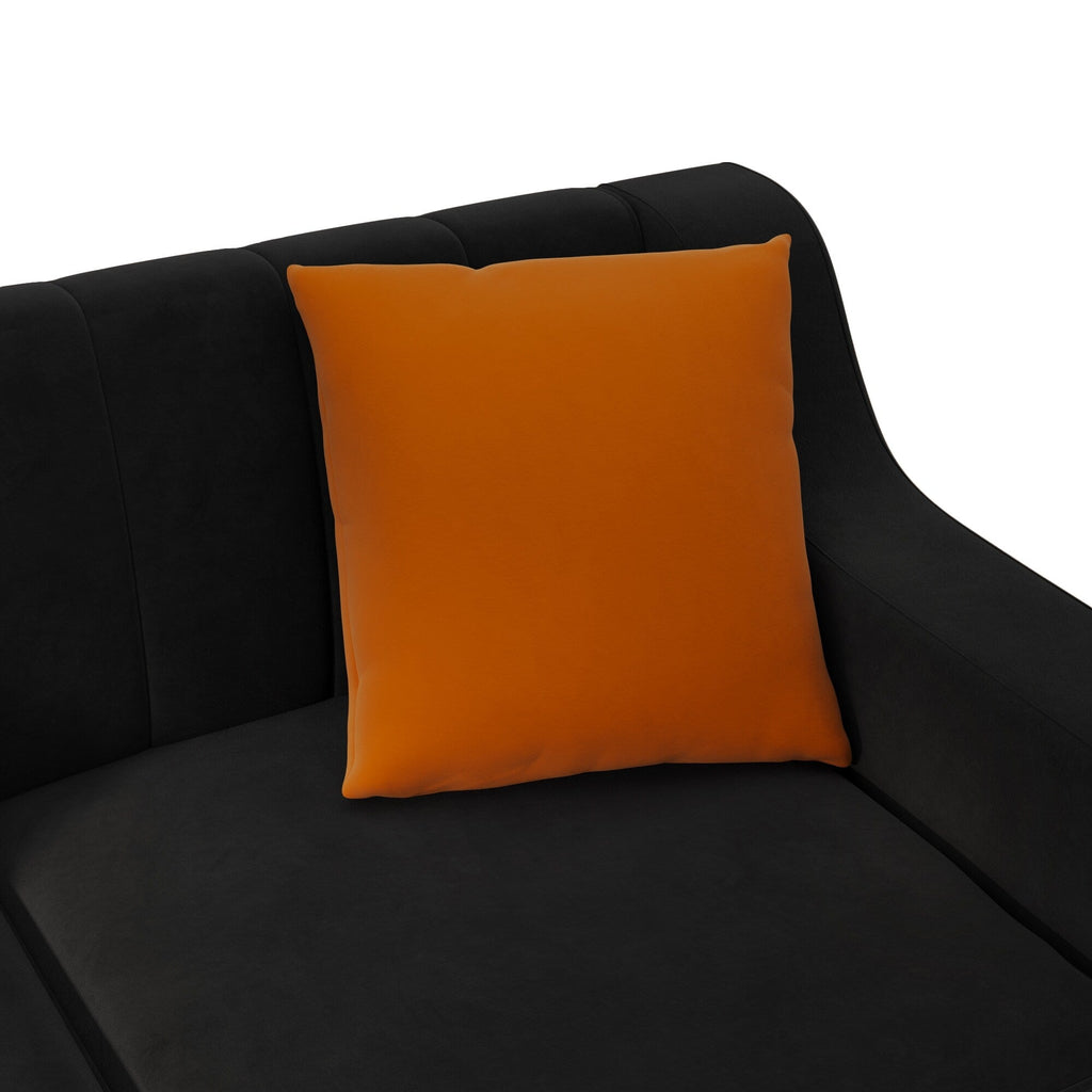 Canapé causeuse moderne en velours noir avec touches dorées et coussins moelleux pour le salon