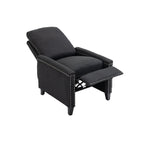 Fauteuil inclinable manuel moderne en velours noir avec coussins et décoration cloutée