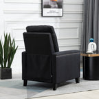 Fauteuil inclinable manuel moderne en velours noir avec coussins et décoration cloutée