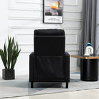 Fauteuil inclinable manuel moderne en velours noir avec coussins et décoration cloutée