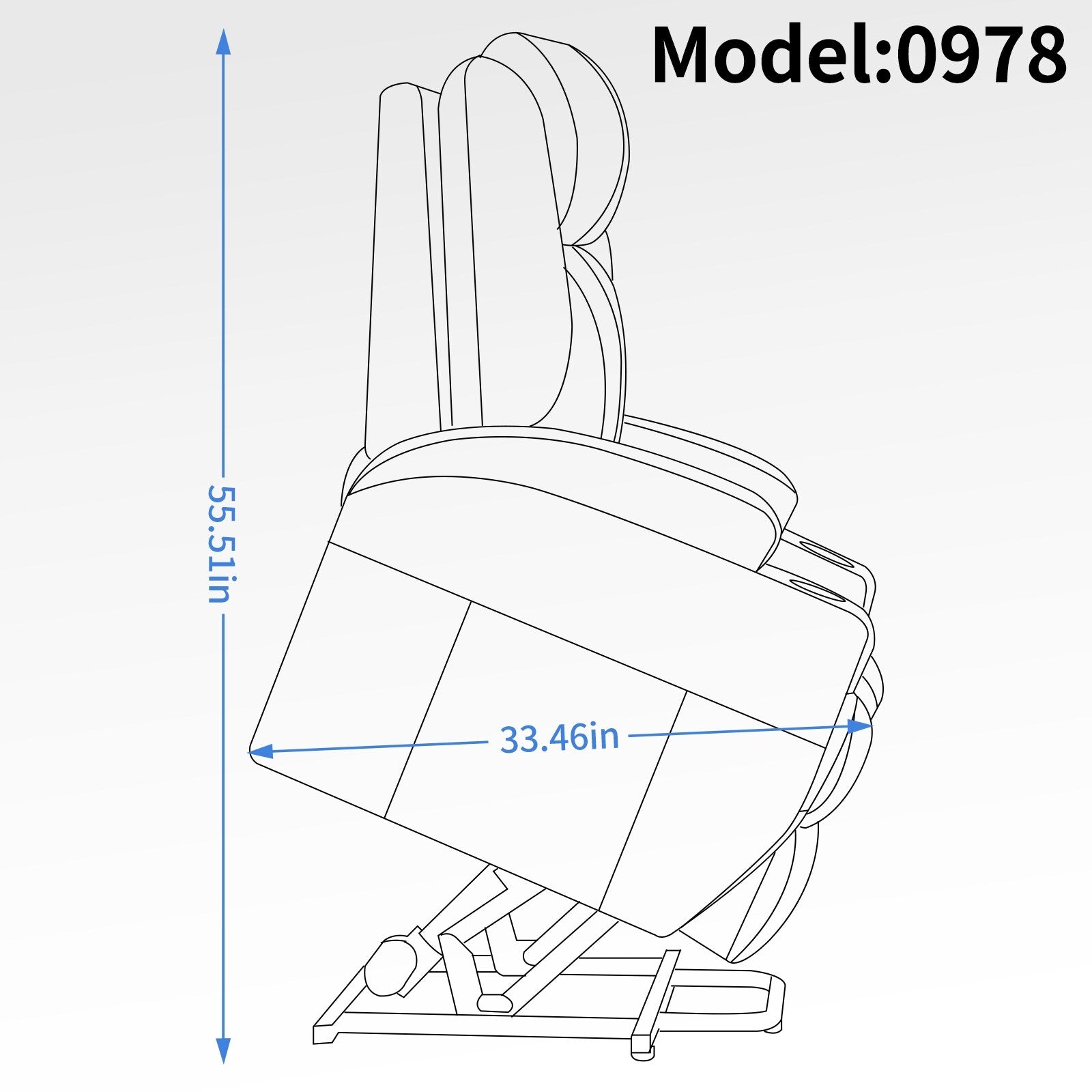 Fauteuil inclinable motorisé Okin noir avec massage par vibration à 8 points, chauffage lombaire, deux porte-gobelets et ports USB