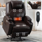 Fauteuil inclinable motorisé Okin noir avec massage par vibration à 8 points, chauffage lombaire, deux porte-gobelets et ports USB