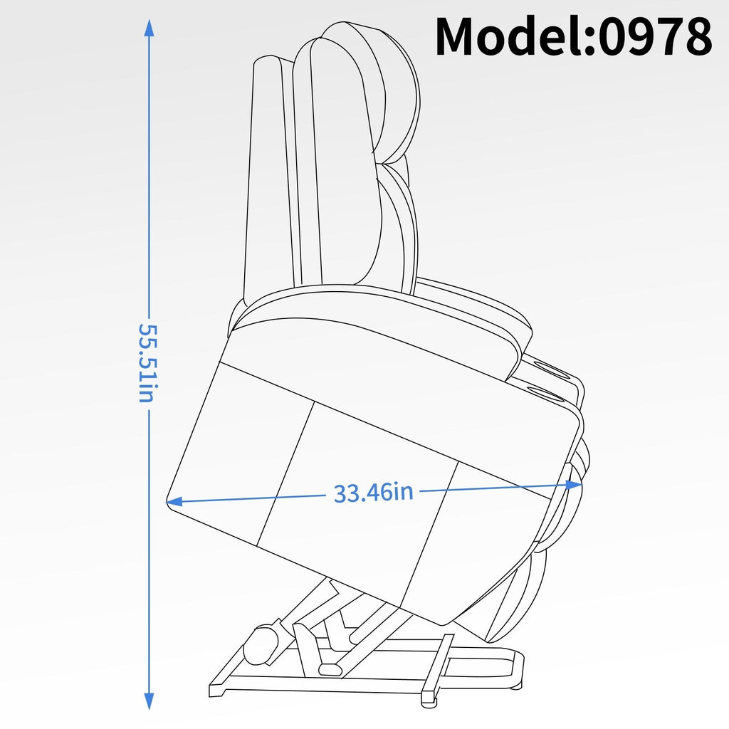 Fauteuil inclinable motorisé Okin noir avec massage par vibration à 8 points, chauffage lombaire, deux porte-gobelets et ports USB