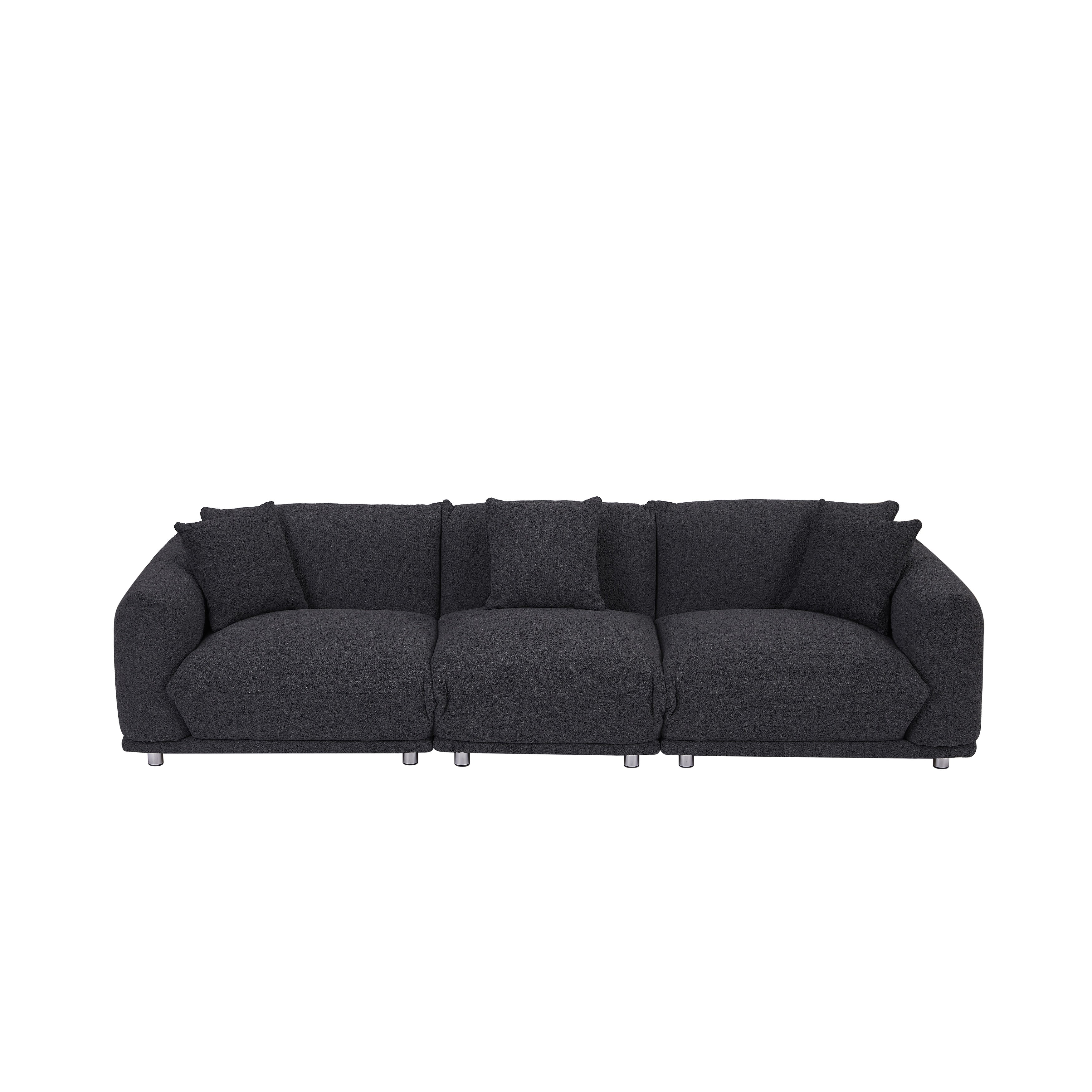 Canapé 3 places surdimensionné noir avec pieds en métal