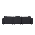 Canapé 3 places surdimensionné noir avec pieds en métal