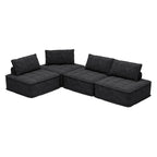 Ensemble de canapés modulaires carrés surdimensionnés en chenille noire, 4 pièces, avec coussins en mousse haute densité, combinaison libre