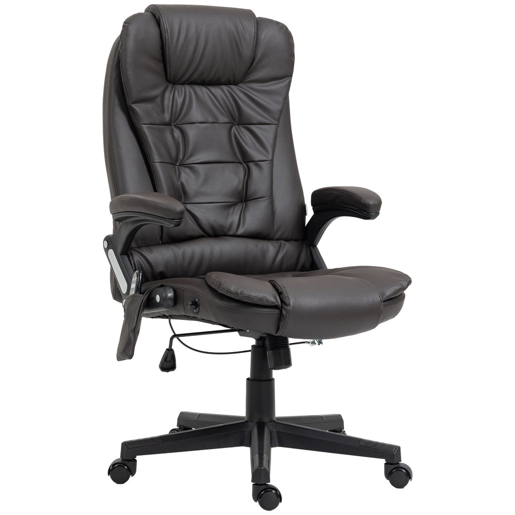 Fauteuil de bureau inclinable pivotant à 360° en cuir PU noir avec massage par vibration, chauffage lombaire et hauteur réglable