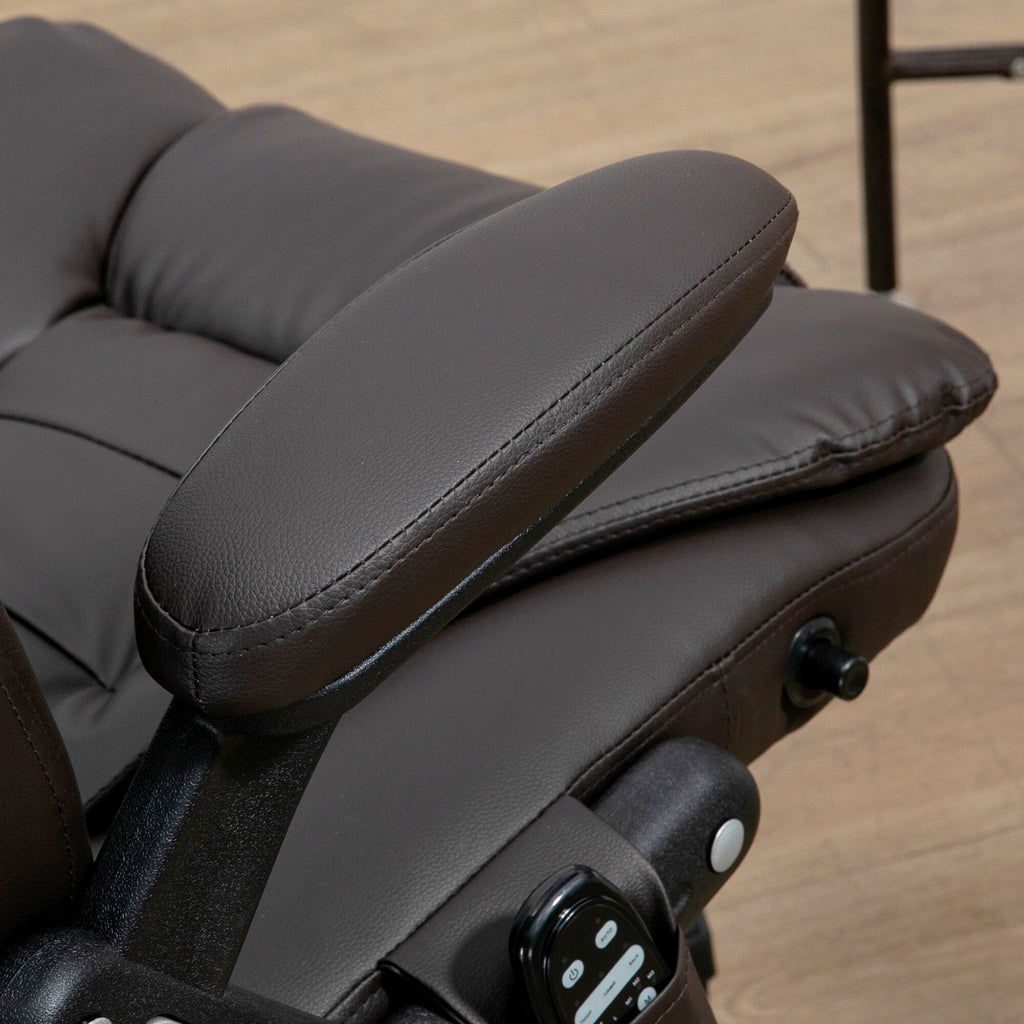 Fauteuil de bureau inclinable pivotant à 360° en cuir PU noir avec massage par vibration, chauffage lombaire et hauteur réglable