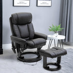 Fauteuil inclinable manuel pivotant à 360° en cuir PU noir avec repose-pieds, massage par vibrations complet du corps et poche latérale