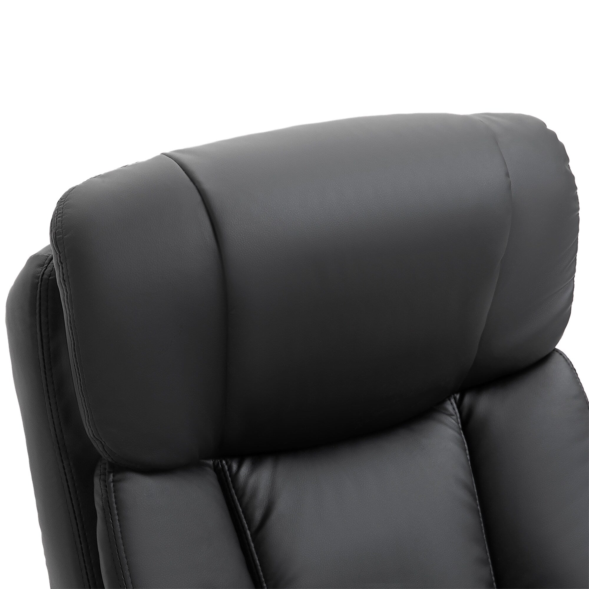 Fauteuil inclinable manuel pivotant à 360° en cuir PU noir avec repose-pieds, massage par vibrations complet du corps et poche latérale