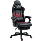 Fauteuil de jeu inclinable pivotant à 360° en cuir PU noir avec repose-pieds, appui-tête, support lombaire et hauteur réglable