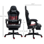 Fauteuil de jeu inclinable pivotant à 360° en cuir PU noir avec repose-pieds, appui-tête, support lombaire et hauteur réglable